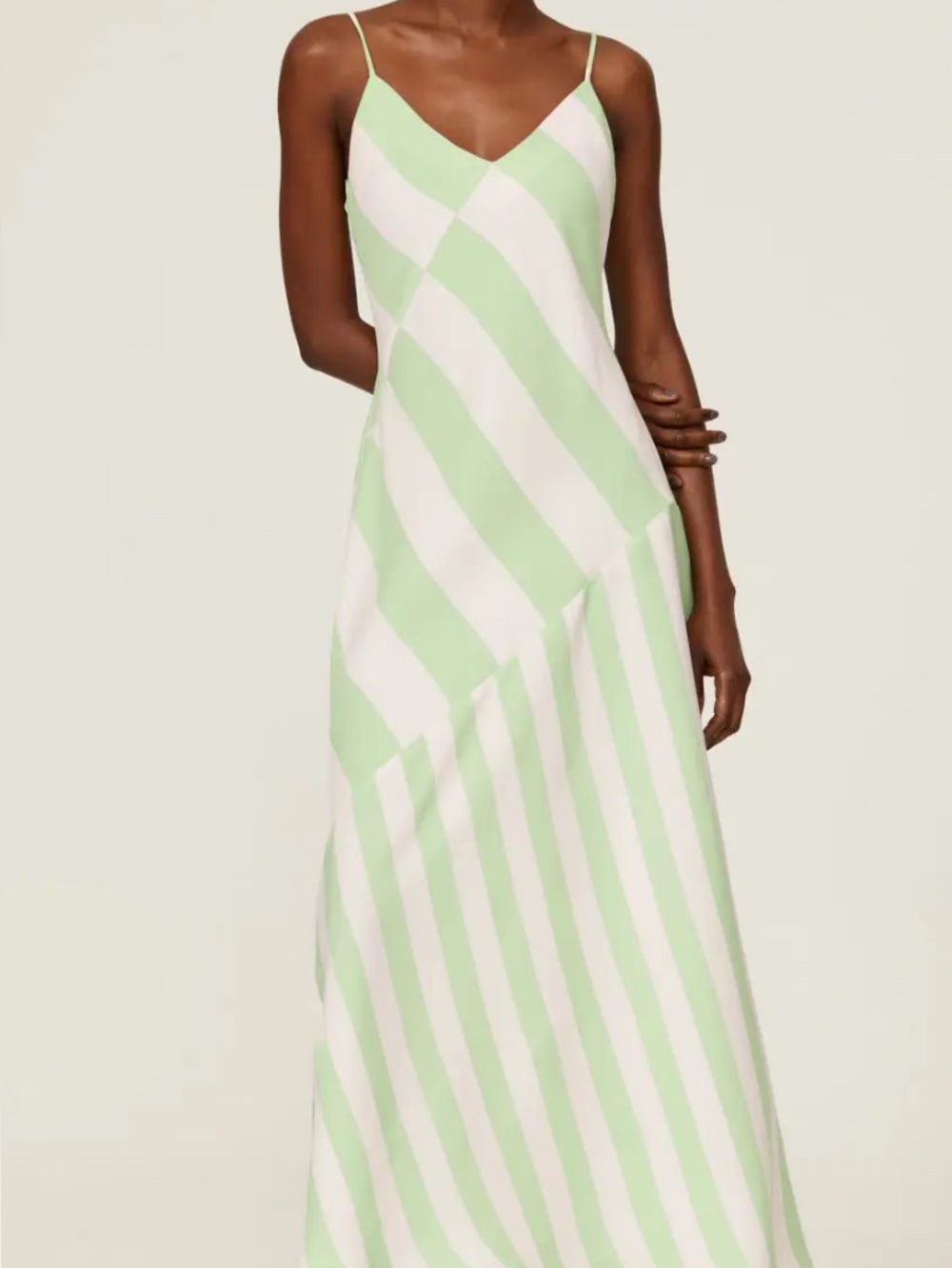 Saunders collective green and white slip dress